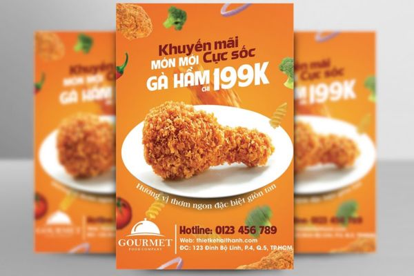 Mẫu tờ rơi gà rán đẹp, thiết kế theo yêu cầu