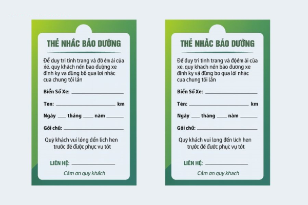 In Hoa Long nhận thiết kế và in ấn mẫu phiếu bảo dưỡng xe ô tô theo yêu cầu