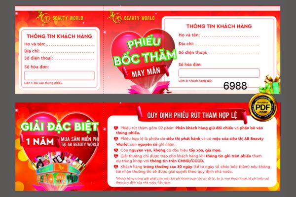 Mẫu phiếu bốc thăm trúng thưởng giá rẻ