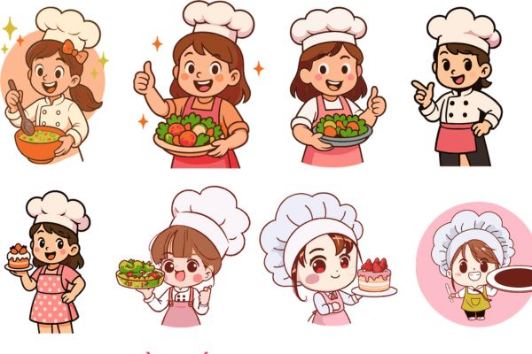 Mẫu sticker đầu bếp đẹp, thiết kế theo yêu cầu