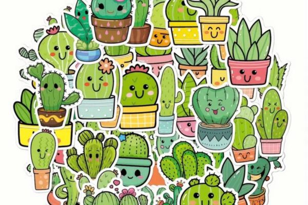 Mẫu sticker xương rồng đẹp, thiết kế theo yêu cầu