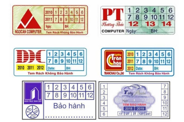 Mẫu tem bảo hành máy tính gia công tinh xảo