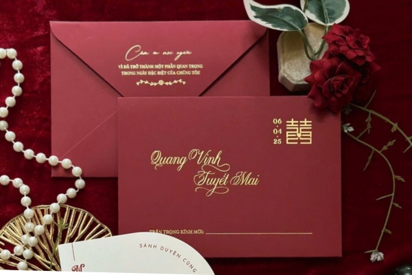 Mẫu thiệp cưới ép kim sang trọng, nổi bật nhất