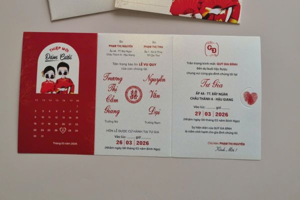 Mẫu thiệp cưới gập 3 đẹp, chất lượng cao tại Hà Nội
