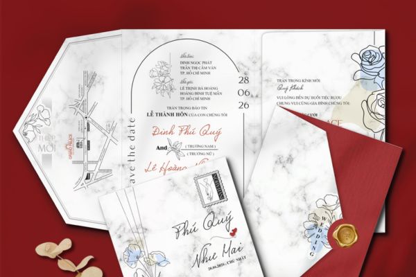 Mẫu thiệp cưới gập 3 đẹp, chất lượng cao tại Hà Nội