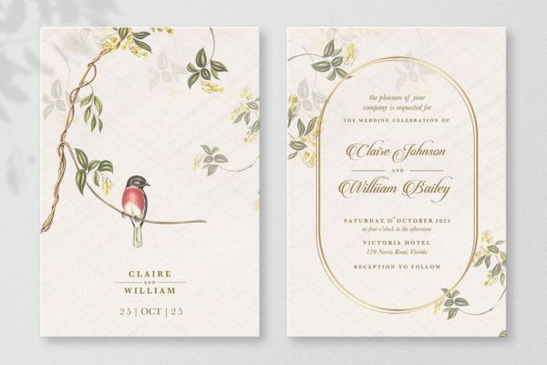 Mẫu thiệp cưới hoa lá đẹp, thiết kế chuyên nghiệp