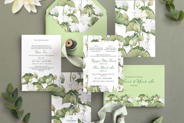 Mẫu thiệp cưới hoa lá đẹp, thiết kế chuyên nghiệp