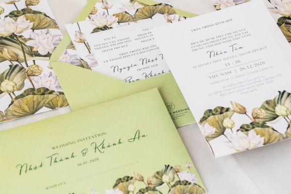 Mẫu thiệp cưới hoa lá đẹp, thiết kế chuyên nghiệp