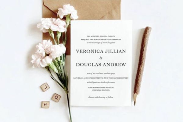 Mẫu thiệp cưới tối giản đẹp, sang trọng