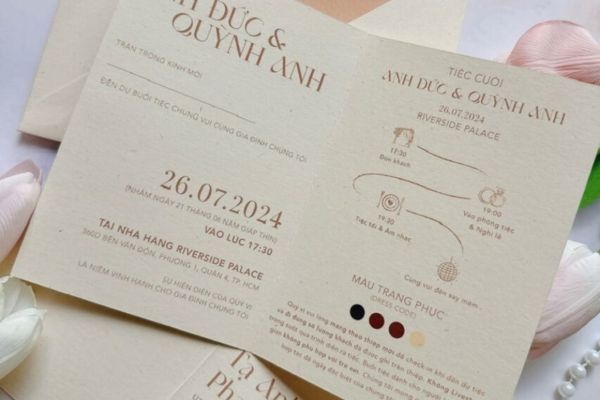 Mẫu thiệp cưới tối giản đẹp, sang trọng