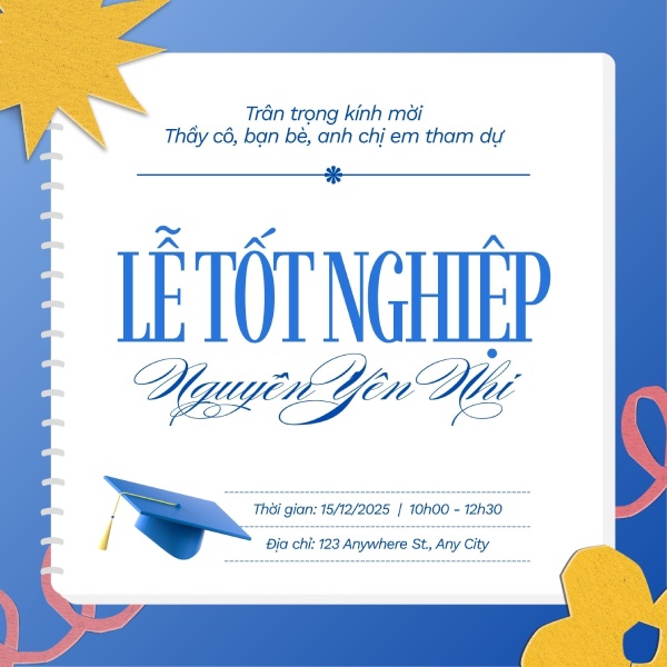 In Hoa Long nhận thiết kế và in ấn mẫu thiệp mời tốt nghiệp hình vuông