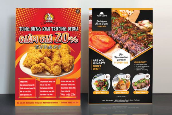 Mẫu tờ rơi gà rán đẹp, thiết kế theo yêu cầu