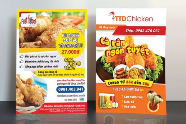 Mẫu tờ rơi gà rán đẹp, thiết kế theo yêu cầu