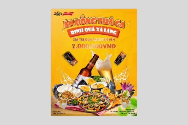 Mẫu tờ rơi quán nhậu giấy couche