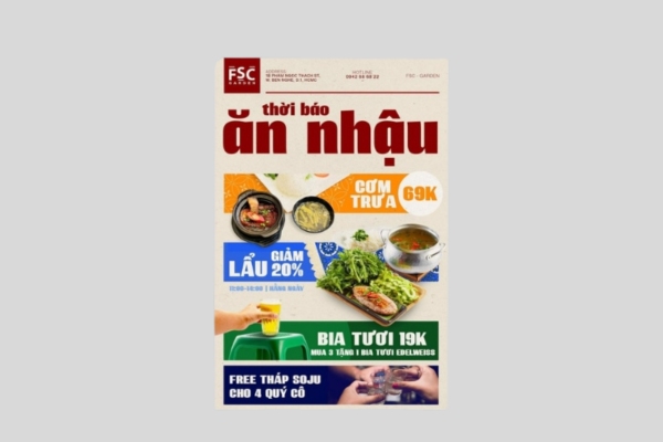 Mẫu tờ rơi quán nhậu sắc nóng