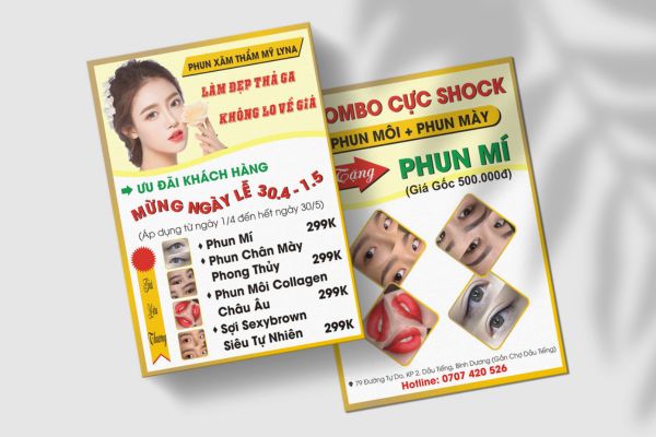 Mẫu tờ rơi quảng cáo phun xăm đẹp, giá rẻ
