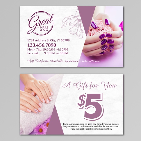 In Hoa Long nhận thiết kế và in ấn mẫu voucher làm nail theo yêu cầu