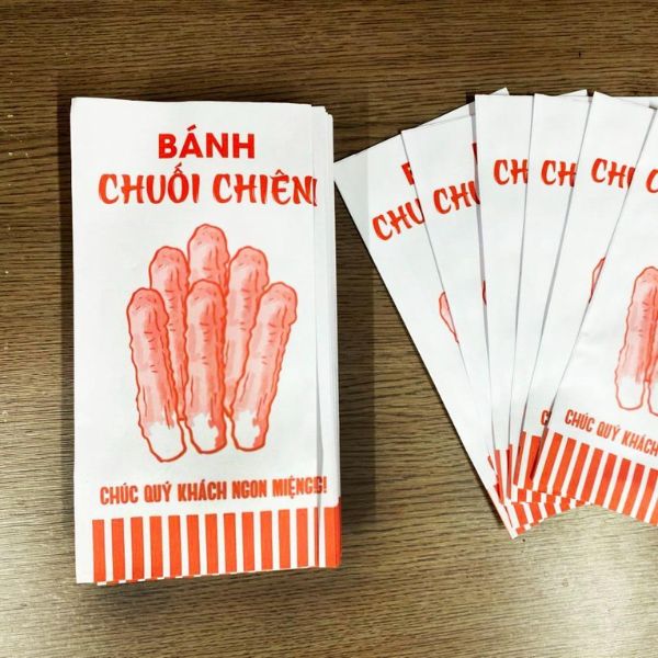 In túi giấy đựng chuối chiên đẹp, thiết kế theo yêu cầu
