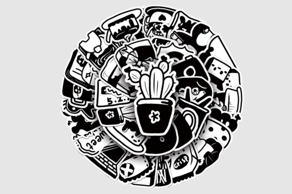 25+ Bộ sticker hoạt hình trắng đen đẹp mắt
