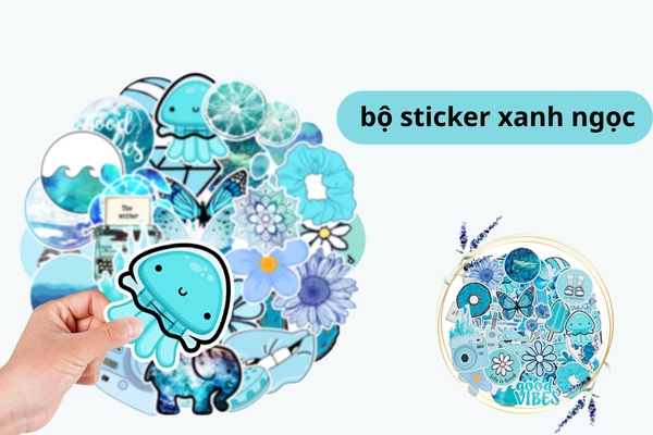35+ Bộ sticker xanh ngọc đẹp dễ ứng dụng trang trí