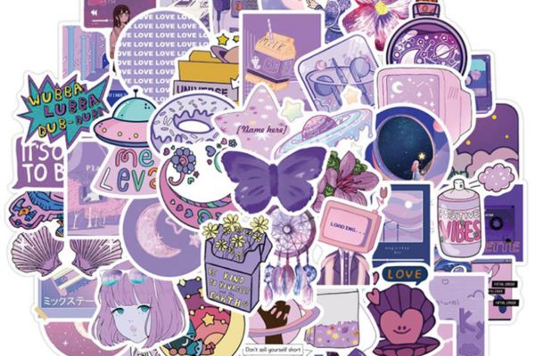 Bộ sticker màu tím đẹp, thiết kế theo yêu cầu