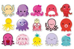 In Hoa Long nhận thiết kế và in ấn bộ Sticker Bạch Tuộc cao cấp