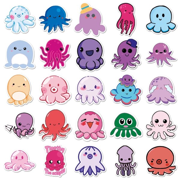 In Hoa Long nhận thiết kế và in ấn bộ Sticker Bạch Tuộc chibi