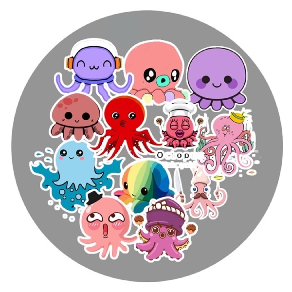 In Hoa Long nhận thiết kế và in ấn bộ Sticker Bạch Tuộc sang trọng