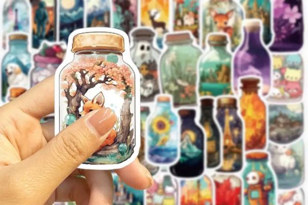 Bộ sticker chai lọ đẹp, thiết kế theo yêu cầu