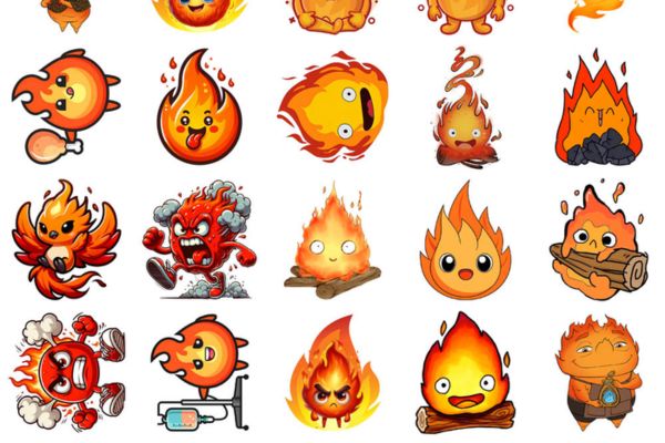 Bộ sticker cục lửa đẹp, chất lượng cao