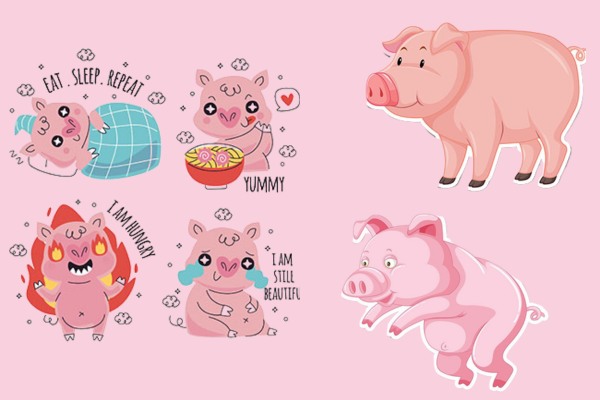 Bộ sticker heo cute đẹp mắt