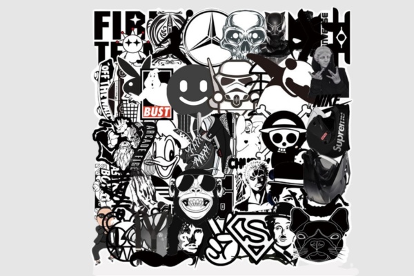 Bộ sticker hoạt hình trắng đen ấn tượng