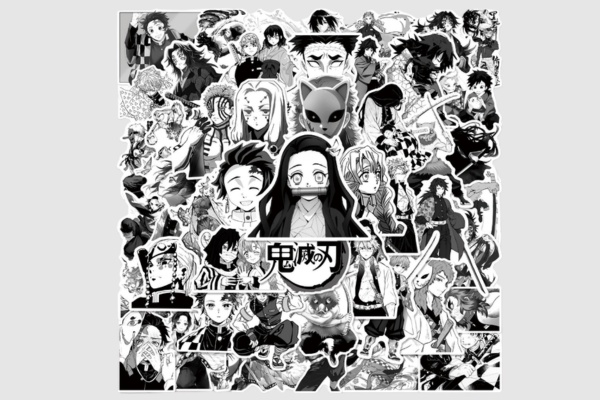 Bộ sticker hoạt hình trắng đen cá tính