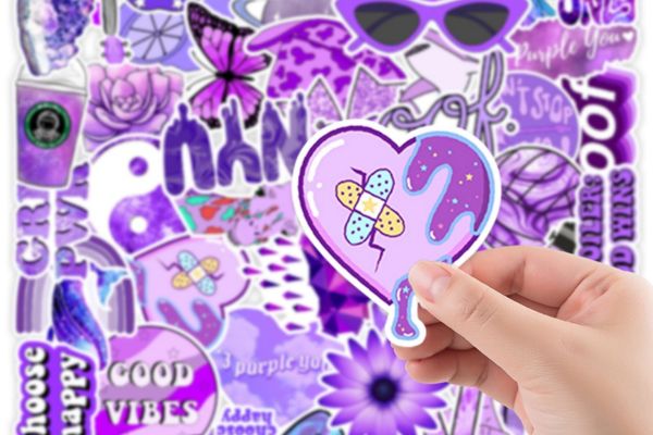 Bộ sticker màu tím đẹp, thiết kế theo yêu cầu