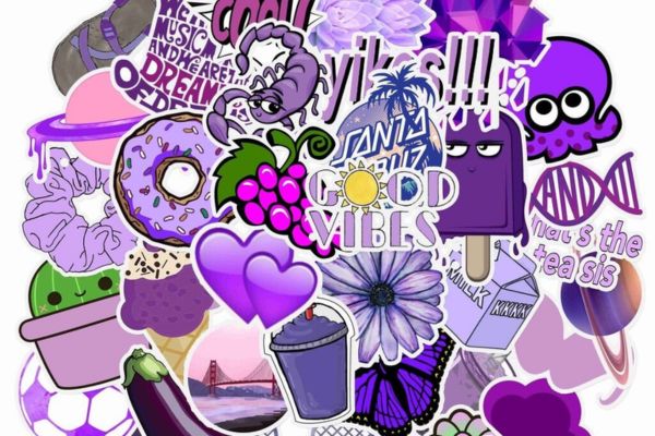 Bộ sticker màu tím đẹp, thiết kế theo yêu cầu