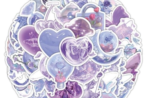 Bộ sticker màu tím đẹp, thiết kế theo yêu cầu