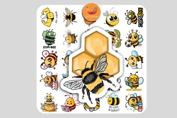 Bộ sticker màu vàng tối giản