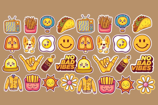 Tổng hợp bộ sticker màu vàng ứng dụng đa dạng