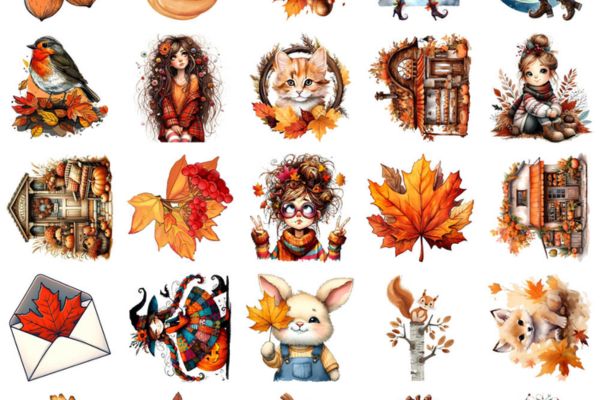 Bộ sticker mùa thu đẹp, thiết kế theo yêu cầu