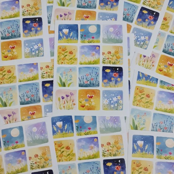 In Hoa Long nhận thiết kế và in ấn bộ sticker phong cảnh hoa cỏ