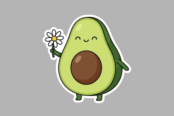 Bộ sticker quả bơ cắt đôi lộ hạt