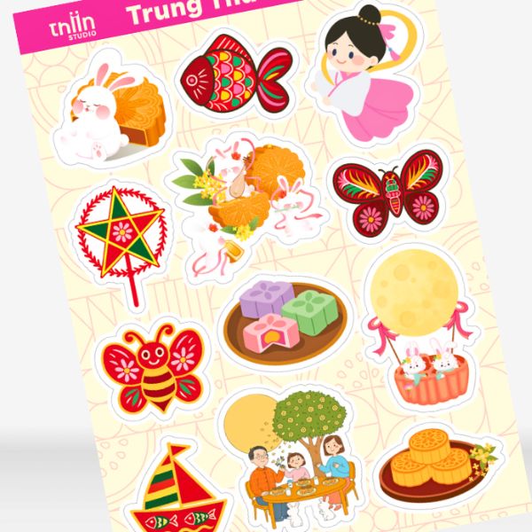 Bộ sticker Trung Thu đẹp, thiết kế theo yêu cầu