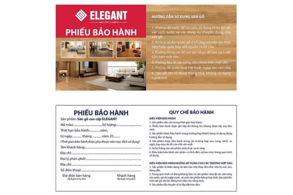 Mẫu phiếu bảo hành nội thất đẹp, thiết kế theo yêu cầu