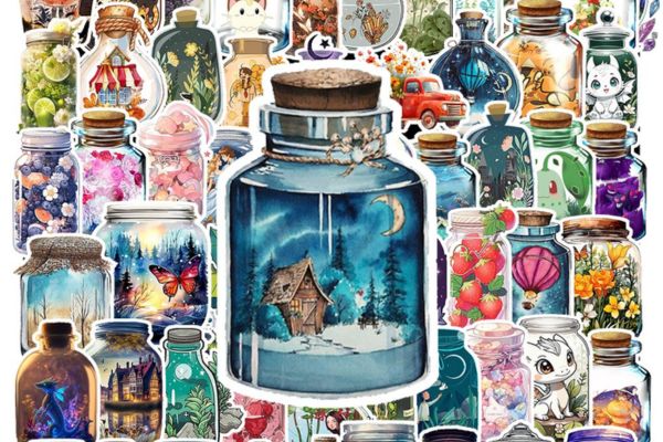 Bộ sticker chai lọ đẹp, thiết kế theo yêu cầu