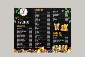 Full các mẫu menu quán nước ép đẹp mắt hấp dẫn
