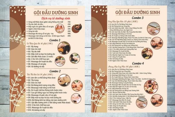 Menu gội đầu dưỡng sinh đẹp, giá rẻ tại Hà Nội