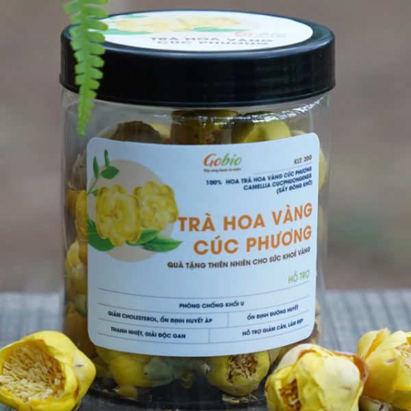 In tem trà hoa vàng đẹp, thiết kế theo yêu cầu