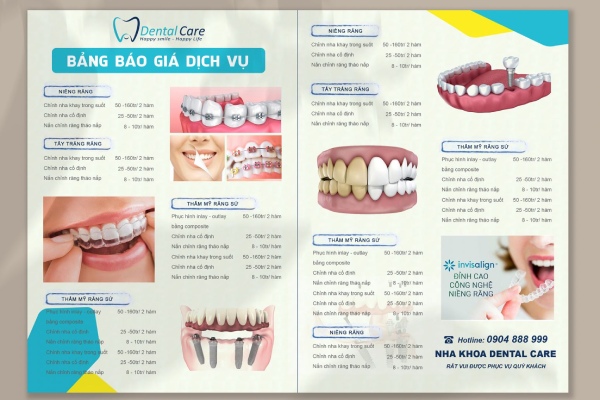 In Hoa Long nhận thiết kế và in ấn mẫu brochure nha khoa bảng giá