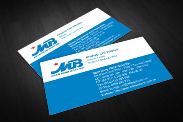 In Hoa Long nhận thiết kế và in ấn mẫu card visit ngân hàng mb bank giá rẻ