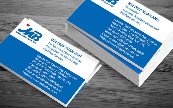 In Hoa Long nhận thiết kế và in ấn mẫu card visit ngân hàng mb bank lấy ngay